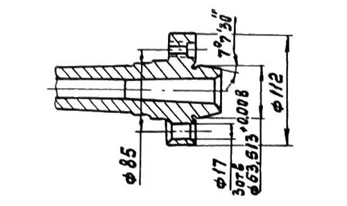 1У61 Габаритні, посадкові та приєднувальні розміри шпинделя токарного верстата